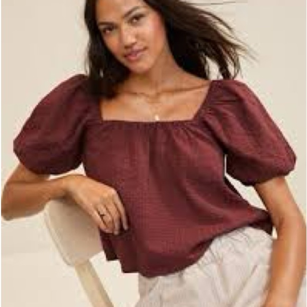 Wishlist Apparel | Burgundy Puff Sleeve Top